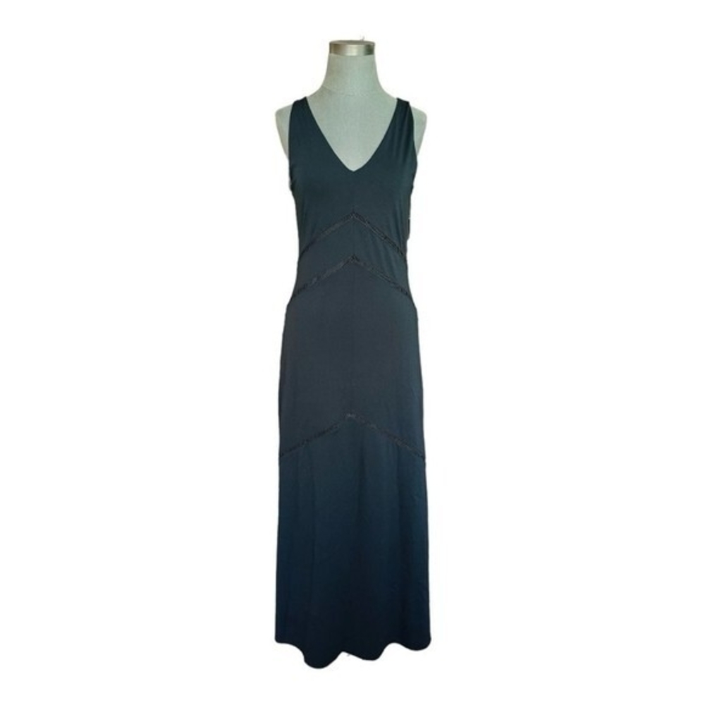 Banana Republic Women's Black Crochet Maxi Dress 6 Sleeveless Rayon Blend EXC - Picture 3 of 8